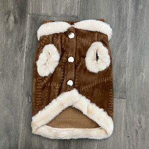 Cozy Brown Pet Dog Jacket with Cream Accents